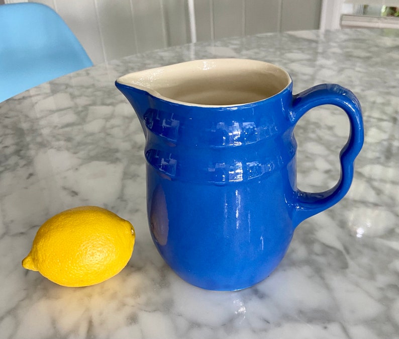 OXFORD Stoneware Vintage Pitcher Royal Blue Medium Size Etsy