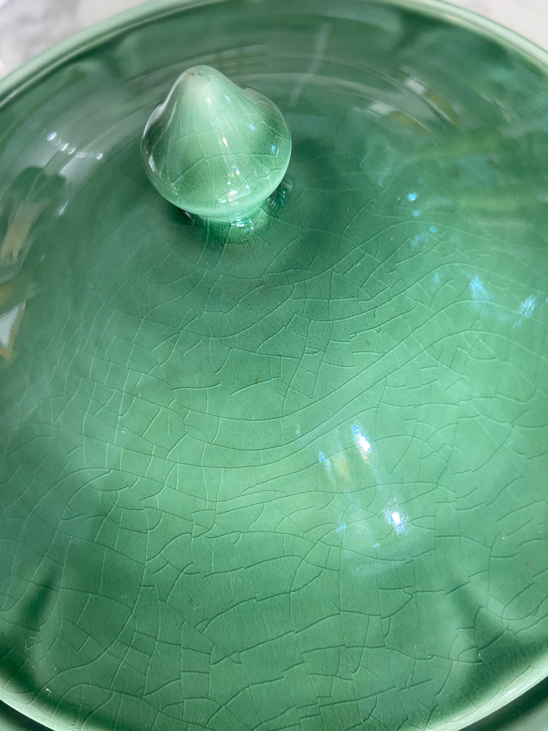 Vintage Green Ceramic Serving Dish With Lid Etsy