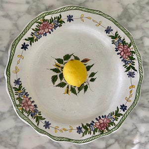 Portuguese Platter - Heavyweight Ceramic with Flowers and Scalloped Edge - Vintage One of a Kind - Authorized Copy of 17th Century Work