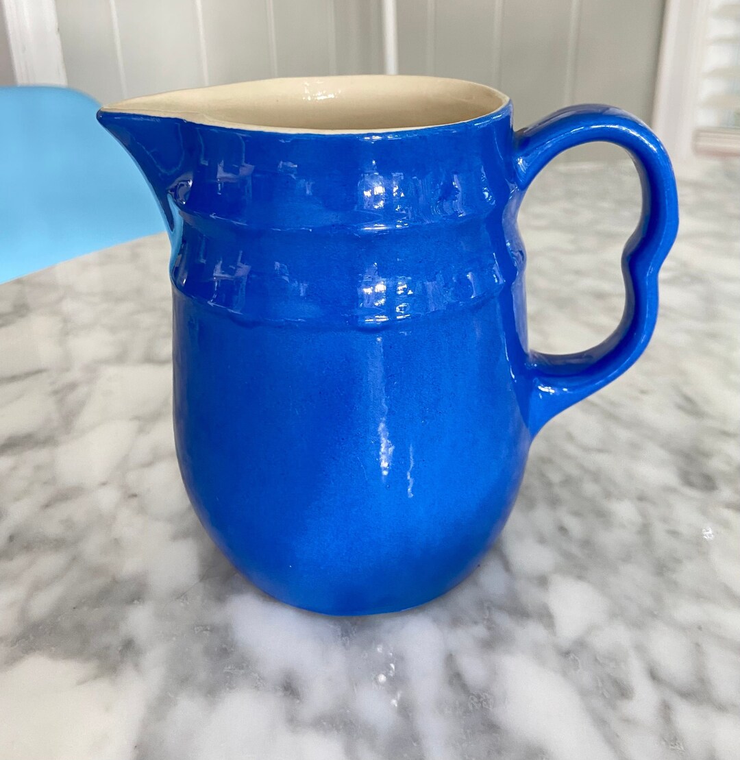 OXFORD Stoneware Vintage Pitcher Royal Blue Medium Size Etsy