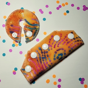 Multicolored Orange Batik Feeding Tube Tubie Pads/Connector Covers