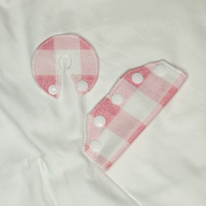 Pink Gingham Feeding Tube Tubie Pads/Connector Covers