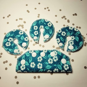 Emereld/White Flowers Feeding Tube Tubie Pads/Connector Covers