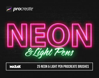 Procreate Neon Brushes, Procreate Glow Brushes, Procreate Light Pen Brushes