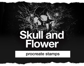 67 Procreate Skulls & Flowers stamps