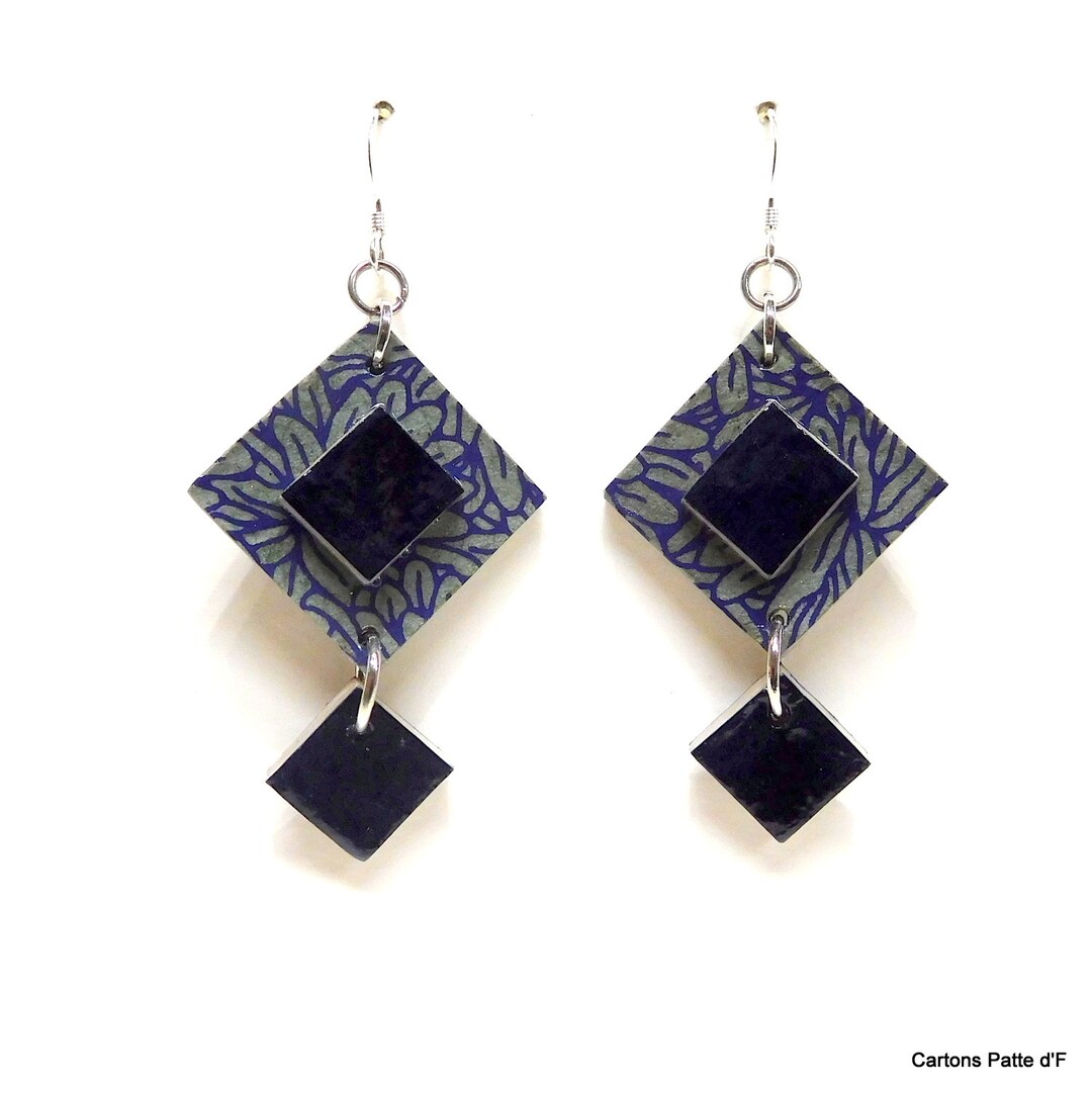 Ecological classic Cardboard Earrings Silver Etsy