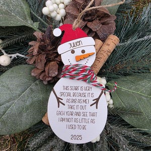 Personalized Snowman Growth Ornament: Child's Height Keepsake