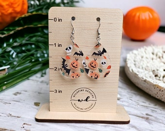 Halloween Earrings ~ Dangly Halloween Earrings~ Pumpkin Earring ~ Skull Earring ~ Cute Halloween