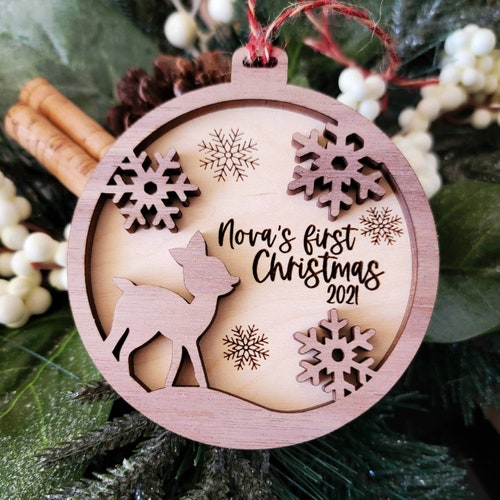 Personalized Baby's First Christmas Wood Ornament 1st Etsy Canada