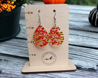 Crime Scene Tape Earrings ~ Dangly Halloween Earrings~ Blood Earring ~ Murder Scene Earring ~ Cute Halloween