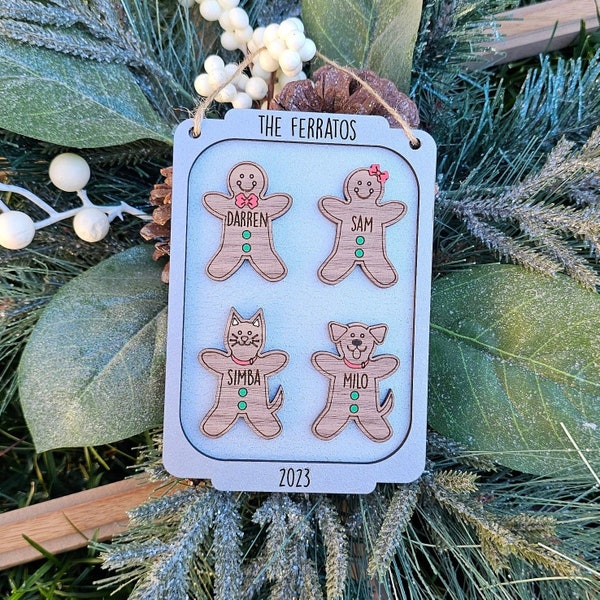 Personalized Cookie Christmas Ornament ~ Gingerbread ~ Family Ornament ~ Cute Ornament ~ Made With Love ~ Custom Wood Ornament ~ 2023 Xmas