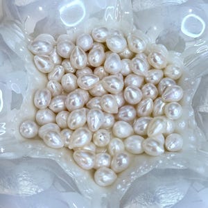 AAA+ 7-8mm High Luster Teardrop Pearls, Baroque Freshwater Drop Beads for DIY Jewelry, Wedding Necklace Bracelet Earring Supplies