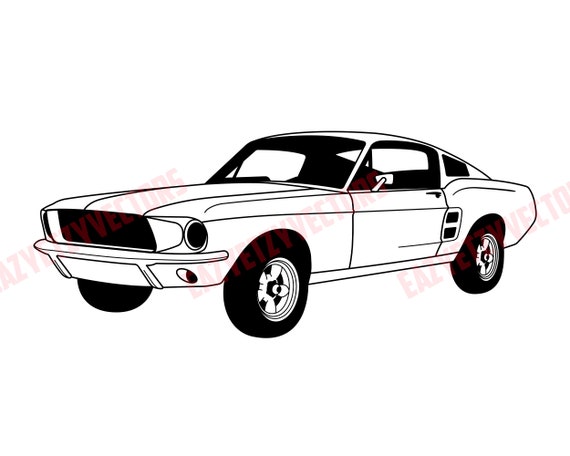 1967 Ford Mustang Vector File Drawing Muscle Car - Etsy Singapore