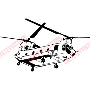 Boeing CH-47 Chinook Helicopter Vector File Drawing
