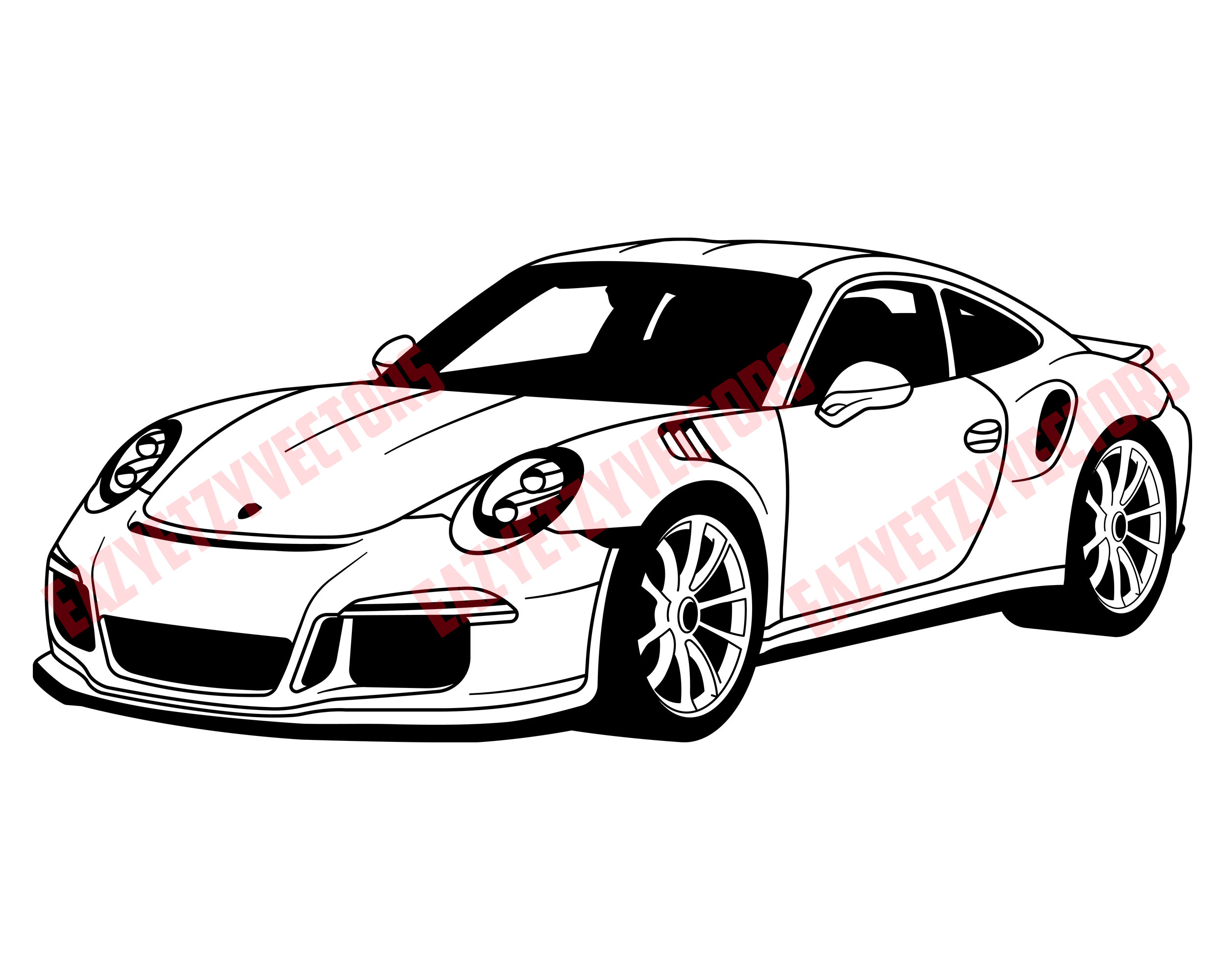 Porsche 911 GT3 RS Vector File Drawing Etsy UK