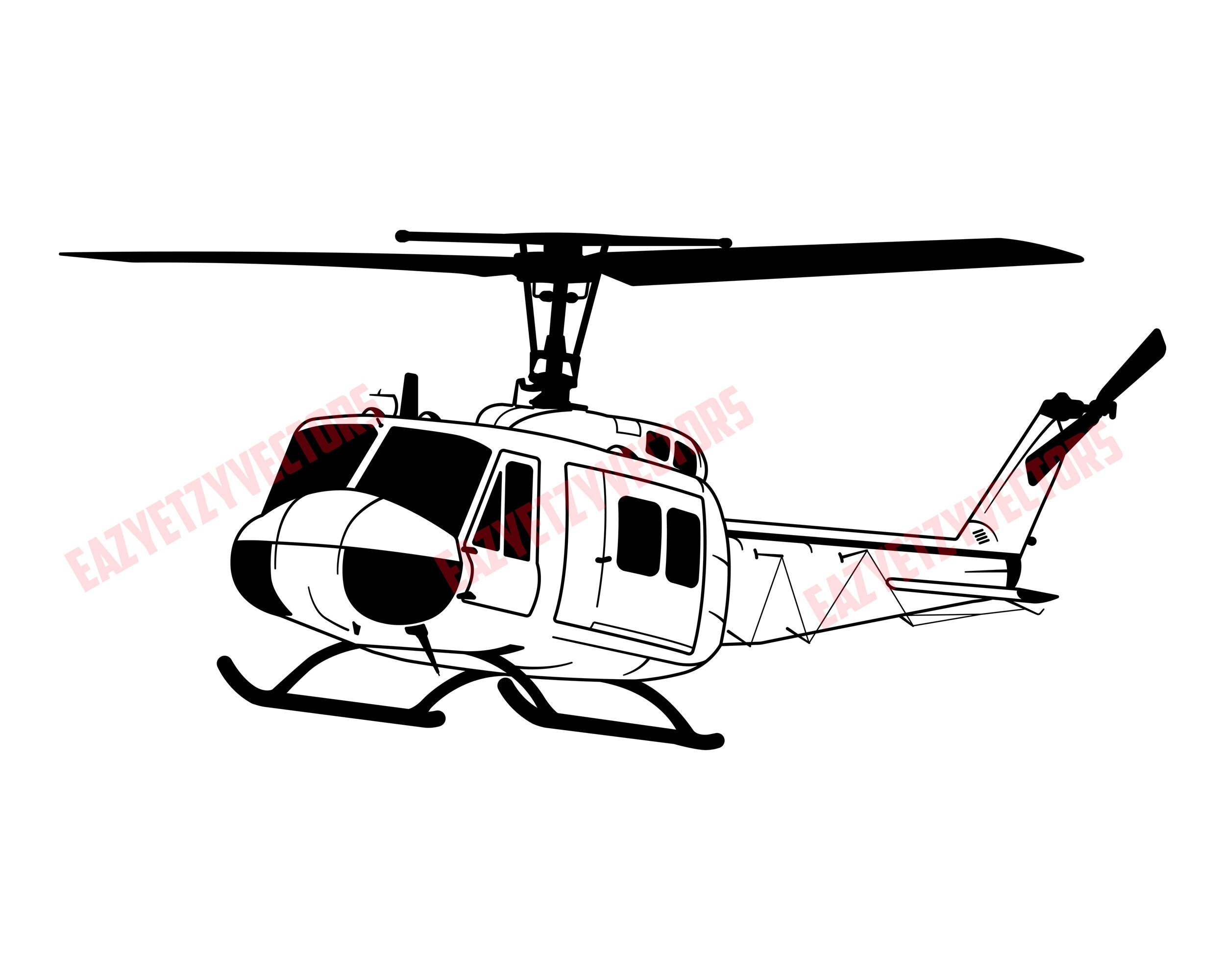 Bell Huey UH1N Helicopter Vector File Drawing Etsy Australia