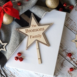 Personalised Christmas Tree Topper, Star Christmas Tree Topper, Tree toppers for Christmas tree, Custom Christmas tree topper, Wooden topper