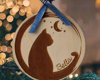 Personalised Cat Christmas Hanging Decoration, Pet Decoration, Pet Lover Gift, Cats Lover, Cat Name Decoration, Gifts for cat lovers