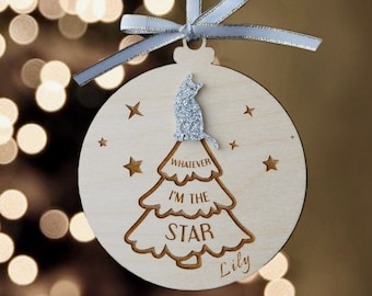 Whatever I'm the Star, Personalised Cat Christmas Decoration, Cat Name Decoration, Gifts for cat lovers, Cat Christmas ornament