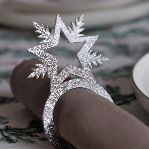 Weihnachten Serviettenringe Halter, Weihnachtstischdekoration, Stern Serviettenringe, Winter Hochzeit Tischdekoration, personalisierte Serviettenringe