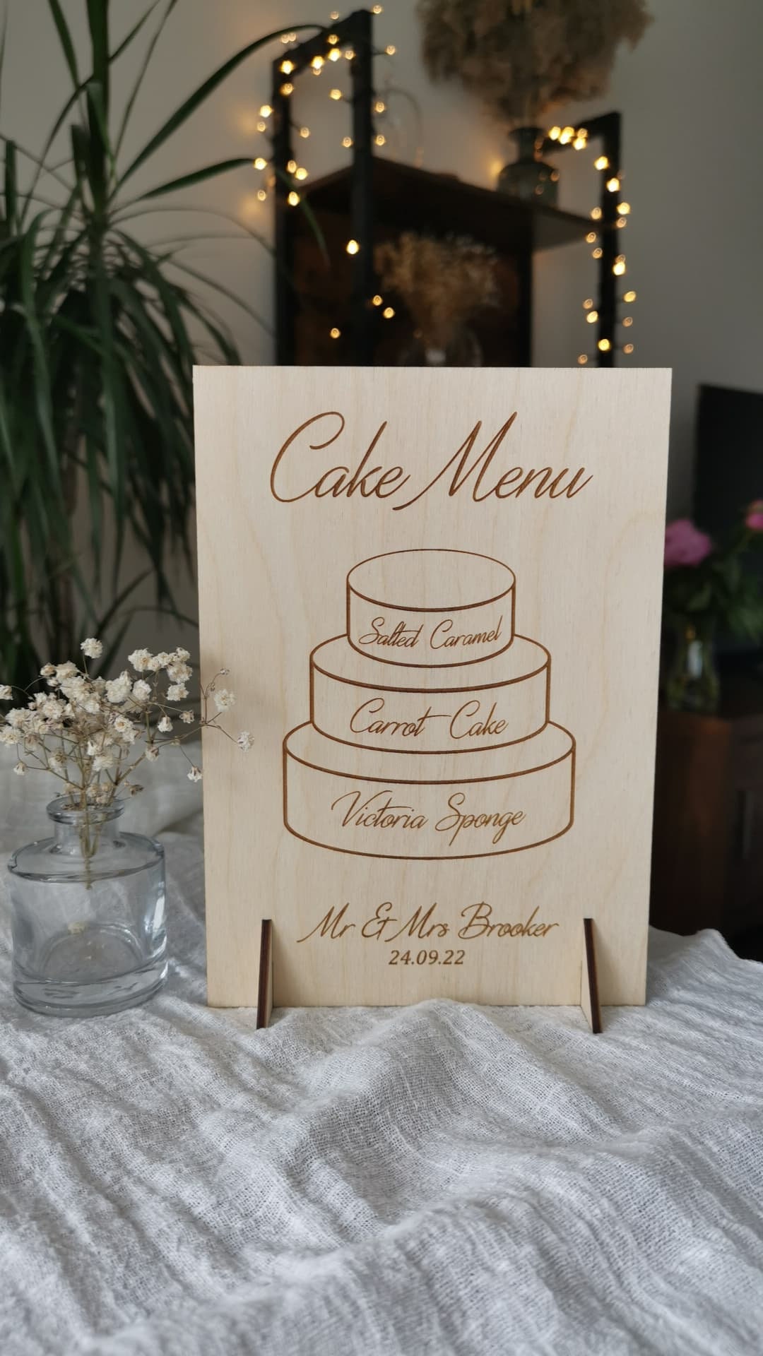 Personalised Wedding Cake Menu Sign, Wedding Cake Flavour Sign, Sweet ...