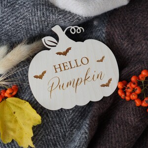 Tabliczka &quot;Hello Pumpkin&quot;, dekoracja pamiątkowa, płyta z rekwizytami do zdjęć w mediach społecznościowych, dekoracja na dynię, dekoracja na Halloween, dekoracja jesienna