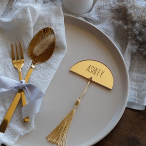Tassel Place Card, Personalised Acrylic Place Card, Table Setting For Wedding, Personalised Wedding Name Tag,Personalised Wedding Place Name