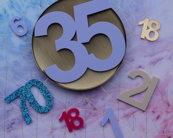 Double Number Cake Charm, Birthday Age Cake Charms, Acrylic Numbers, 16th 18th 40th 50th 70th Birthday Topper, Mirror Acrylic Cake Toppers
