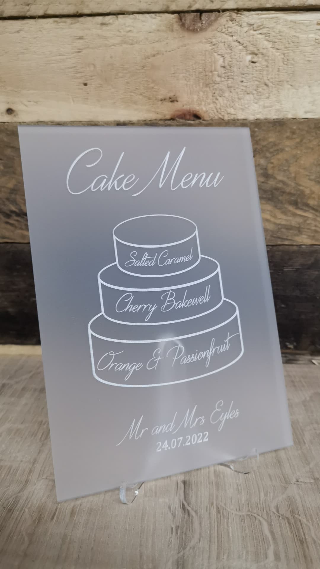 Personalised Wedding Cake Menu Sign, Wedding Cake Flavour Sign, Sweet ...