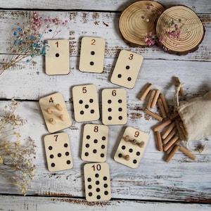 Juguete educativo de madera para niños, juguetes de aprendizaje Montessori, juego de tarjetas numéricas de madera, conteo de clavijas Montessori, regalo educativo para niños
