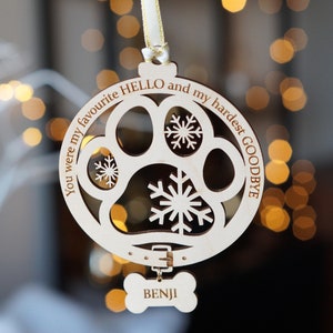 Dog memorial Christmas ornament, Dog memorial ornament, Personalised dog ornament, Personalised Pet Sympathy Gift, Dog loss gift loss of pet