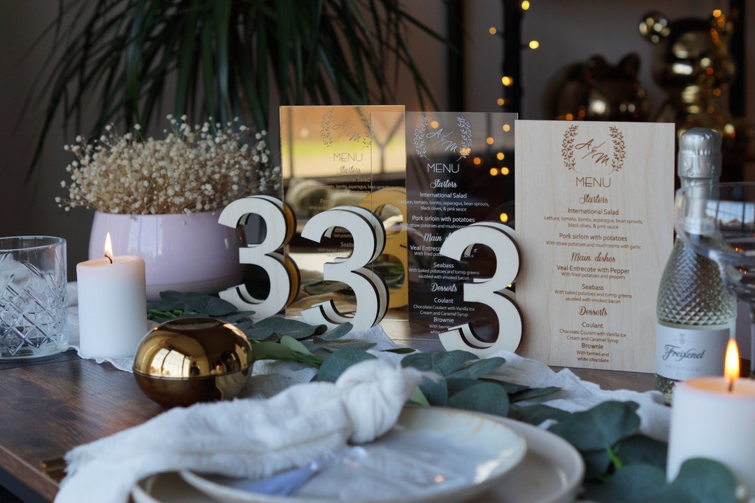 Custom Table Number With Menu, Personalised Table Number and Wedding