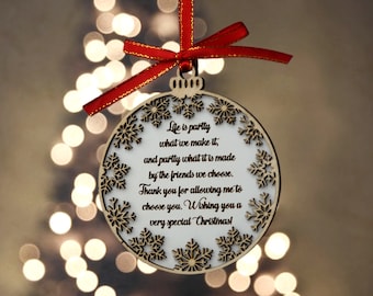 Friend Christmas Decoration, Friends Are Family We Choose, Friend Christmas Gift, Christmas 2023, Friendship Plaque, Best Friend Bauble