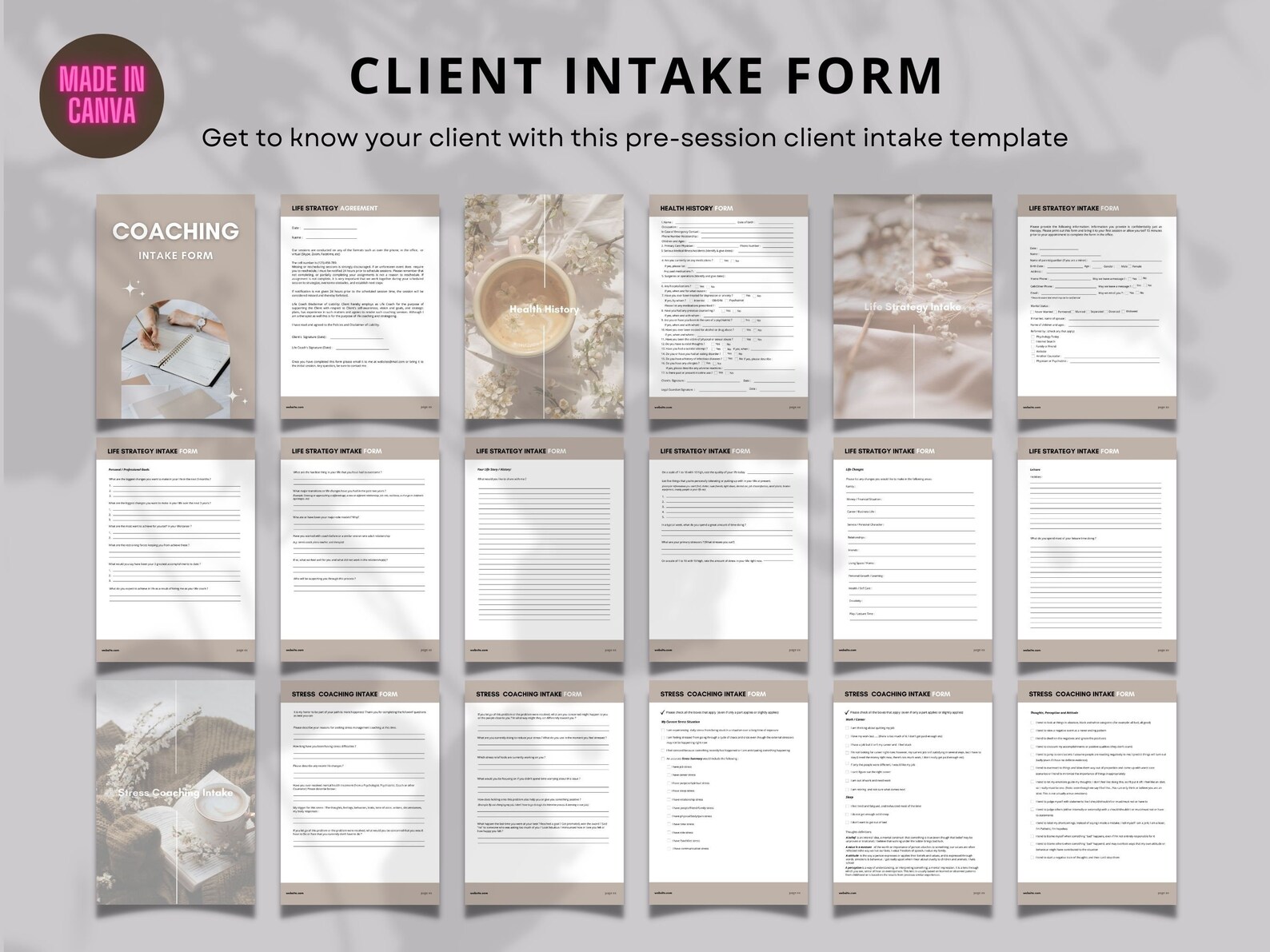 Client Coaching Intake Forms for Coaches, Therapist, Coaching Form ...