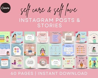 Cura di sé e amore per se stessi Modello CANVA per post e storie su Instagram / Pacchetto di coinvolgimento per life coach / Post su Instagram / Done For You Life Coach