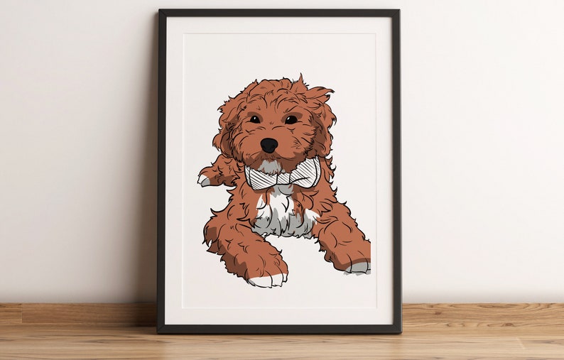 Custom Dog Portrait, Printable Pet Portrait, Custom Pet Art, Drawing from Photo, Personalized Gift For Dog image 3