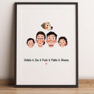 Anpassat minimalistiskt tecknat porträtt, porträtt av husdjur och ägare, anpassad illustration, porträtt från foto, parporträtt, familjeporträtt bild 7