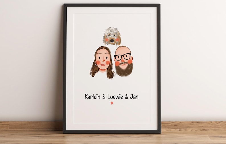 Anpassat minimalistiskt tecknat porträtt, porträtt av husdjur och ägare, anpassad illustration, porträtt från foto, parporträtt, familjeporträtt bild 16