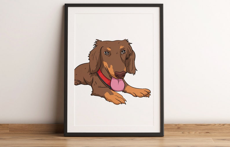 Custom Dog Portrait, Printable Pet Portrait, Custom Pet Art, Drawing from Photo, Personalized Gift For Dog image 4