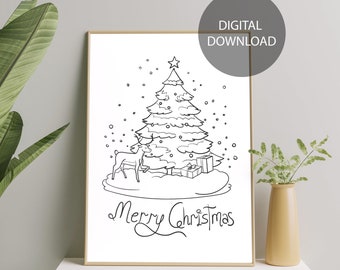 Merry Christmas Print, Christmas Printable, Christmas Minimalist Wall Art, Merry Christmas Wall Art, Christmas Art Print