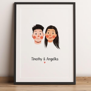 Anpassat minimalistiskt tecknat porträtt, porträtt av husdjur och ägare, anpassad illustration, porträtt från foto, parporträtt, familjeporträtt bild 2