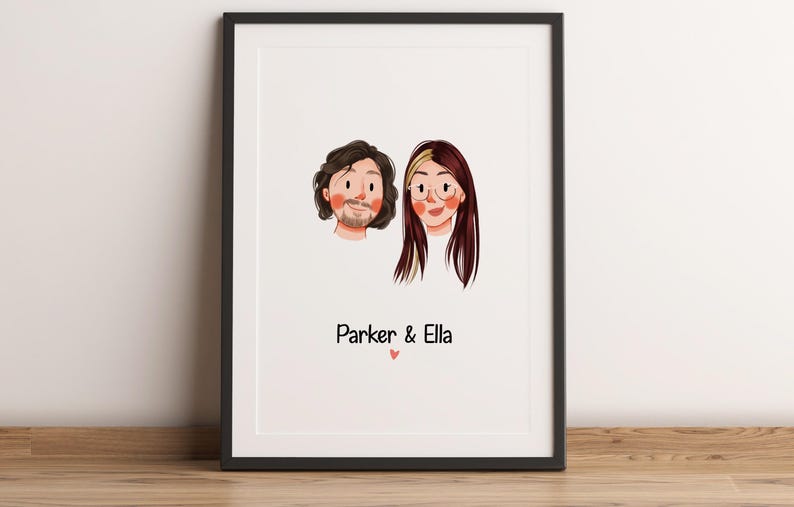 Anpassat minimalistiskt tecknat porträtt, porträtt av husdjur och ägare, anpassad illustration, porträtt från foto, parporträtt, familjeporträtt bild 17