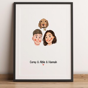 Anpassat minimalistiskt tecknat porträtt, porträtt av husdjur och ägare, anpassad illustration, porträtt från foto, parporträtt, familjeporträtt bild 18