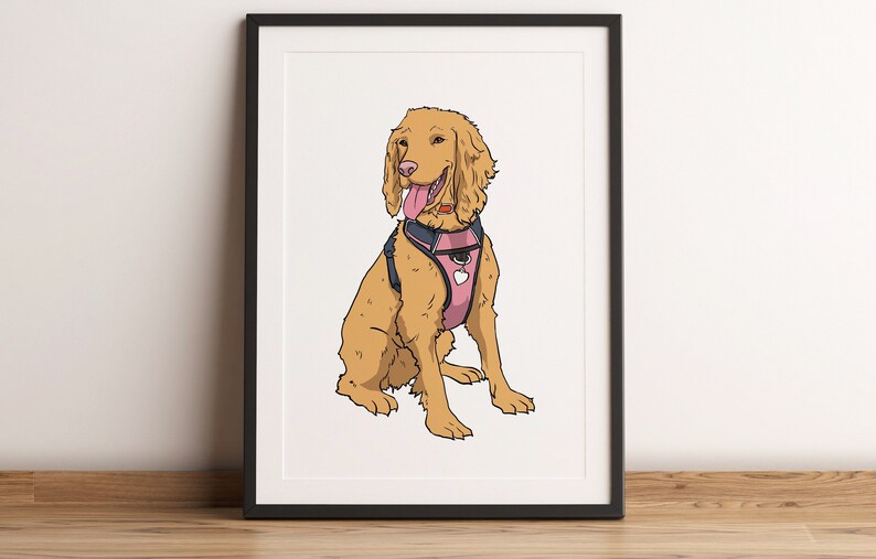 Custom Dog Portrait, Printable Pet Portrait, Custom Pet Art, Drawing from Photo, Personalized Gift For Dog image 1