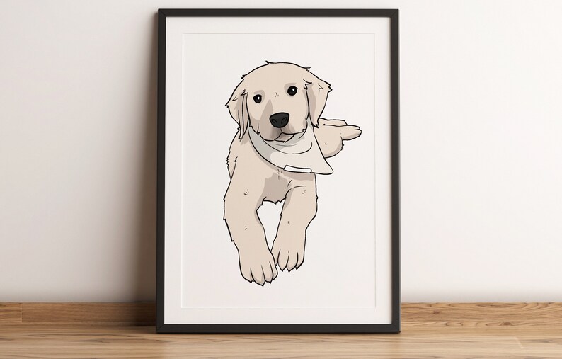 Custom Dog Portrait, Printable Pet Portrait, Custom Pet Art, Drawing from Photo, Personalized Gift For Dog image 5