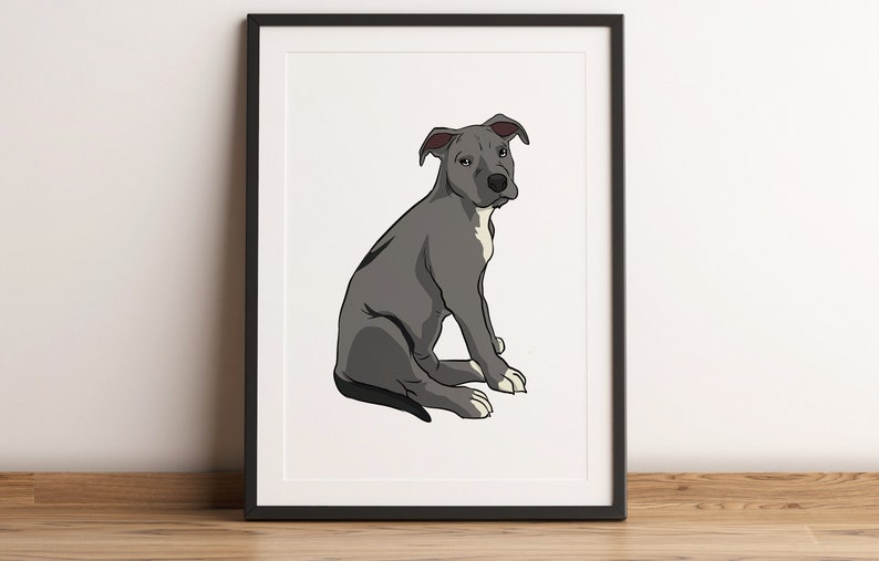 Custom Dog Portrait, Printable Pet Portrait, Custom Pet Art, Drawing from Photo, Personalized Gift For Dog image 2