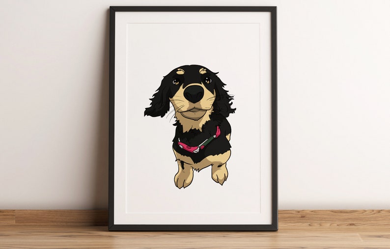 Custom Dog Portrait, Printable Pet Portrait, Custom Pet Art, Drawing from Photo, Personalized Gift For Dog image 8