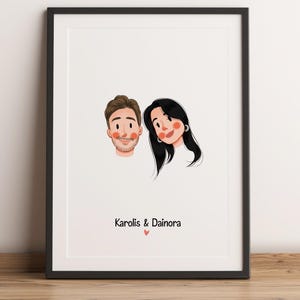 Anpassat minimalistiskt tecknat porträtt, porträtt av husdjur och ägare, anpassad illustration, porträtt från foto, parporträtt, familjeporträtt bild 4