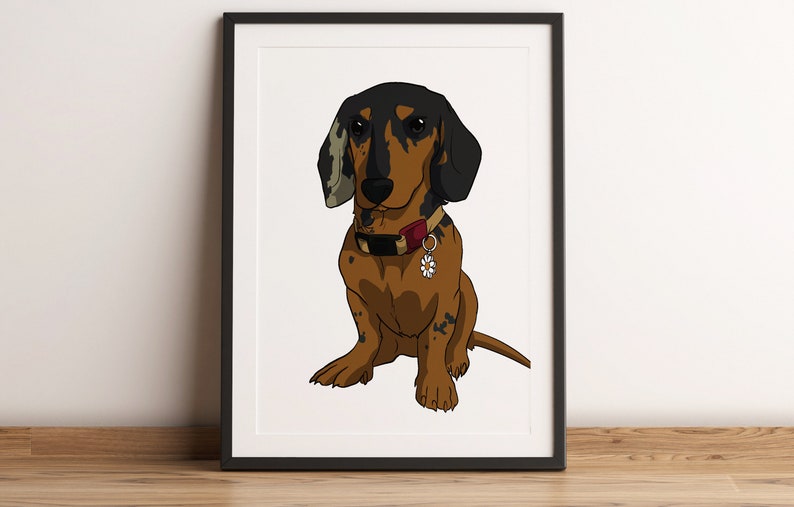 Custom Dog Portrait, Printable Pet Portrait, Custom Pet Art, Drawing from Photo, Personalized Gift For Dog image 9