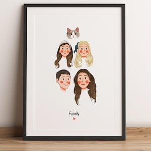 Anpassat minimalistiskt tecknat porträtt, porträtt av husdjur och ägare, anpassad illustration, porträtt från foto, parporträtt, familjeporträtt bild 12